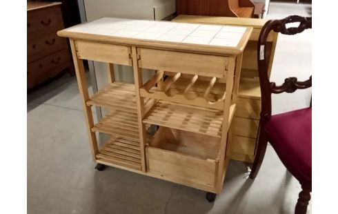 DESSERTE A ROULETTES pin carrelages blanc