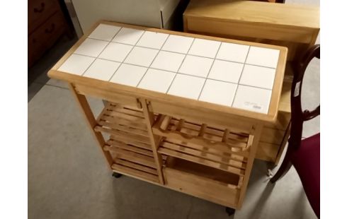 DESSERTE A ROULETTES pin carrelages blanc