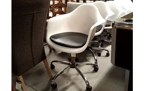 FAUTEUIL DE BUREAU COQUE BLANCHE SUR ROULETTES