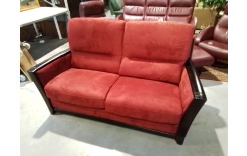 CANAPE 2P OSSATURE BOIS ALCANTARA FRAMBOISE