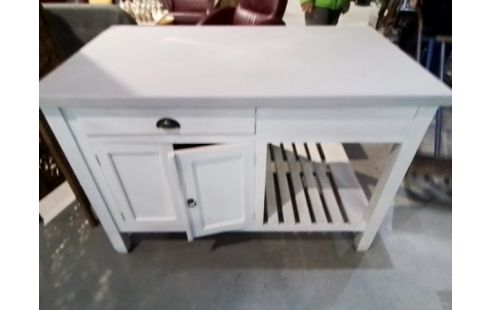 MEUBLE ILOT CENTRAL REPEINT GRIS ET BLANC