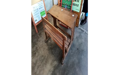 BUREAU D'ECOLIER BOIS + ENCRIER RSV