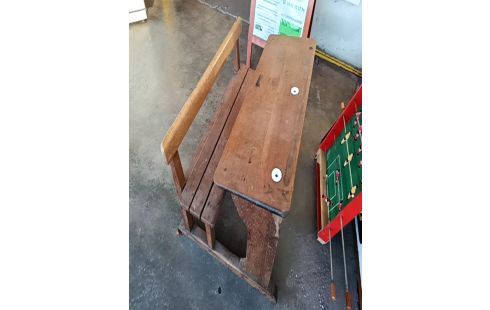 BUREAU D'ECOLIER BOIS + ENCRIER RSV