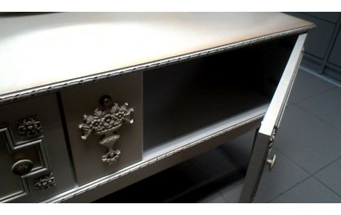 KOMMODE NATURFARBEN MET, , SPIEGEL OVAL 2 TÜREN