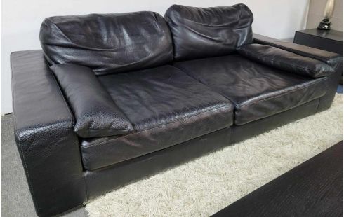 CANAPE CUIR NOIR MAXI 2 PLACES