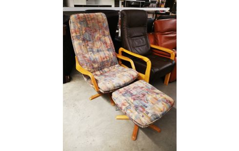 FAUTEUIL RELAX SCANDINAVE + POSE PIED RÉGLABLE