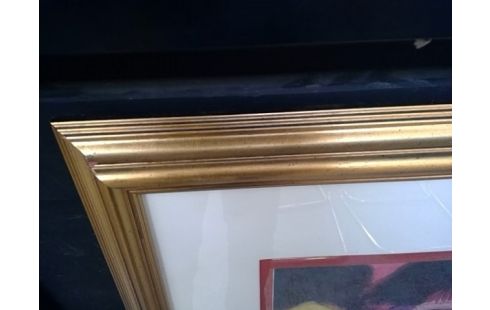 ENCADREMENT DORÉ RECTANGULAIRE FEMME FLEURS POISEAUX ASIE