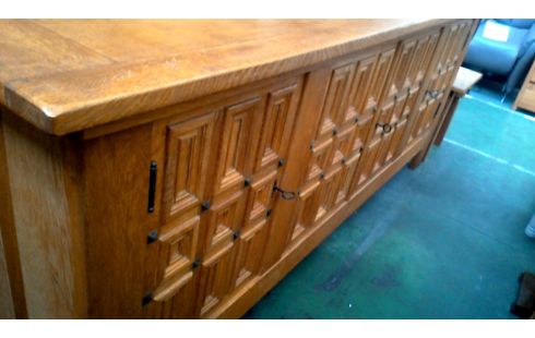 APARADOR BAJO RÚSTICO MACIZO ROBLE 4 PUERTAS