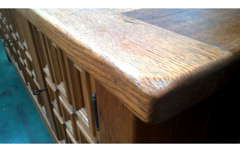 APARADOR BAJO RÚSTICO MACIZO ROBLE 4 PUERTAS