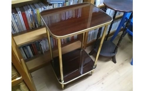 DESSERTE BOIS ET METAL DORE