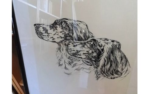 CADRE 2 TETES DE CHIENS