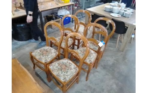 6 CHAISES BOIS TISSU