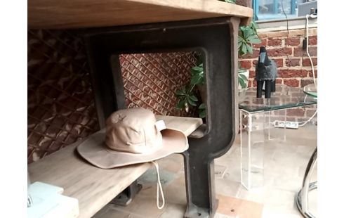 CONSOLE CHENE PIED FONTE STYLE INDU