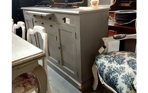 DRESSOIR patine taupe tiroirs et portes