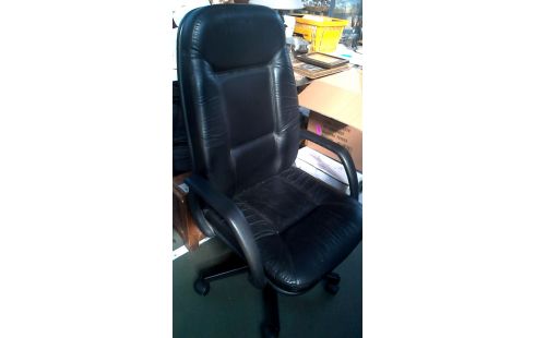 CHAISE DE BUREAU NOIR CUIR, , MOBILE