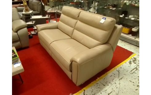CANAPE 3 PLACES EN CUIR BEIGE