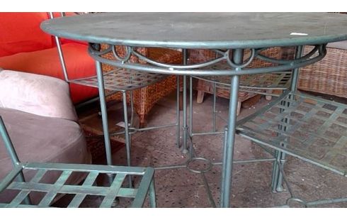 TABLE RONDE +4 CHAISES FER FORGÉ