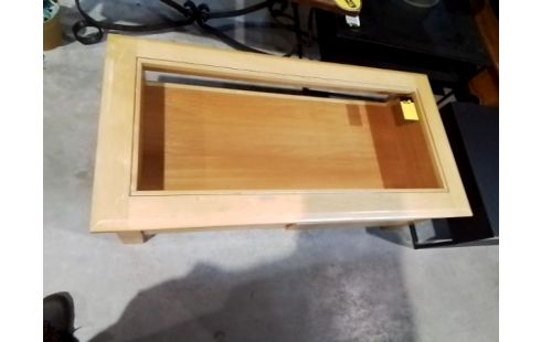 TABLE BASSE EN AULNE DESSUS VITRE 2T