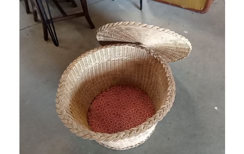 PANIER ROTIN ROND AVEC COUVERCLE