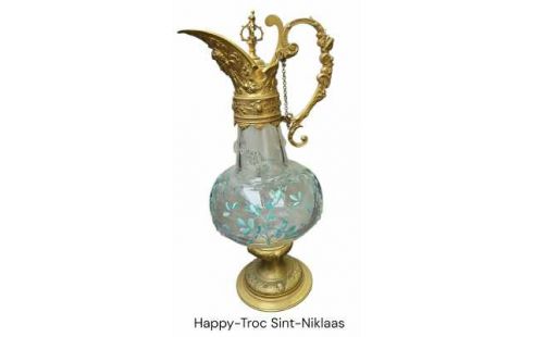 WATERKAN GLAS KOPER ANTIEK