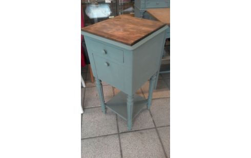 MEUBLE D'APPOINT VERT ET BOIS 1 PORTE / 1