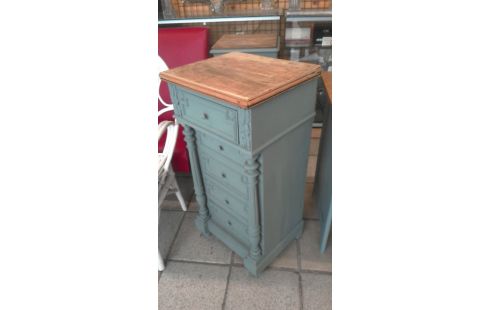 MEUBLE D'APPOINT VERT ET BOIS 3 TIROIRS 1