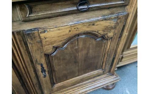 BAHUT BAS ANCIEN NOYER 2 PORTES 2 TIROIRS