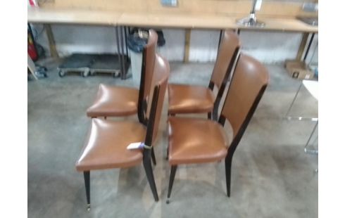 4 CHAISES VINTAGE CUIR MARRON