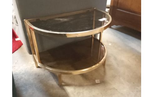 BOUT DE CANAPE VERRE/DORE DEMI LUNE