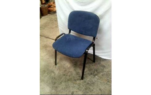 KONFERENZSTUHL GESTELL SCHWARZ POLSTER BLAU