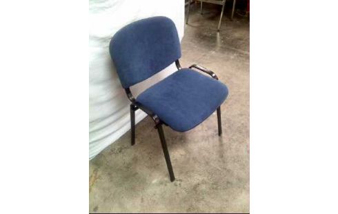 KONFERENZSTUHL GESTELL SCHWARZ POLSTER BLAU