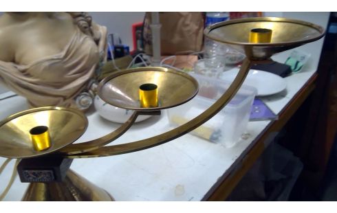 KANDELABER MESSING GEHÄMMERT 50ER JAHRE