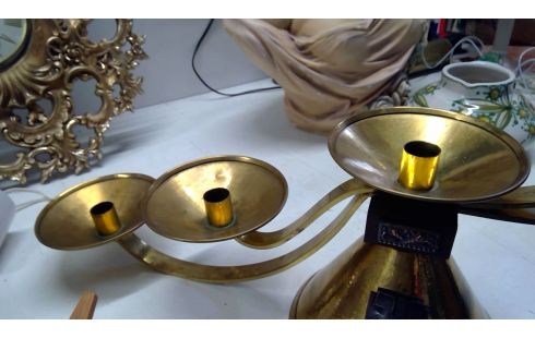 KANDELABER MESSING GEHÄMMERT 50ER JAHRE