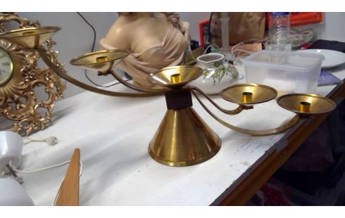 KANDELABER MESSING GEHÄMMERT 50ER JAHRE