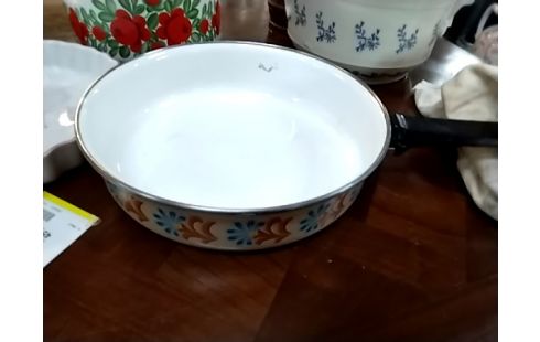 CASSEROLE BEIGE FLEURS BLEUES/ORANGE