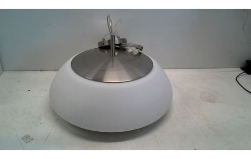 PLAFONDLAMP WIT GLAS, INOX