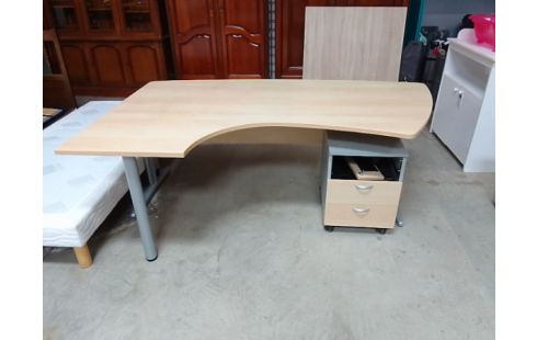 BUREAU D'ANGLE INFORMATIQUE + CAISSON EN L'ÉTAT