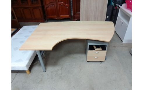 BUREAU D'ANGLE INFORMATIQUE + CAISSON EN L'ÉTAT