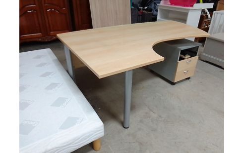 BUREAU D'ANGLE INFORMATIQUE + CAISSON EN L'ÉTAT