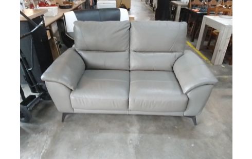 CANAPE 2 PLACES CUIR GRIS