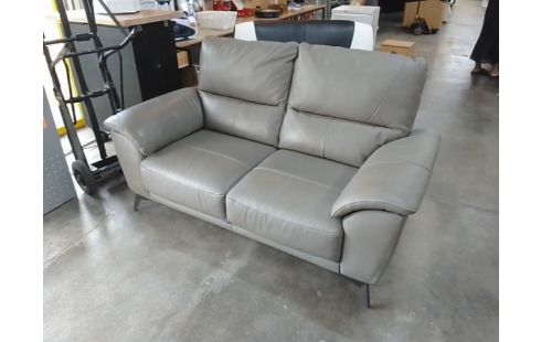 CANAPE 2 PLACES CUIR GRIS