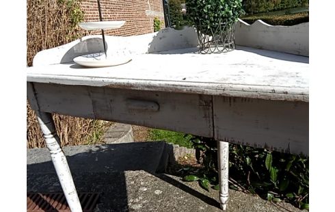 TABLE patinee blanche de coin 1 tiroir