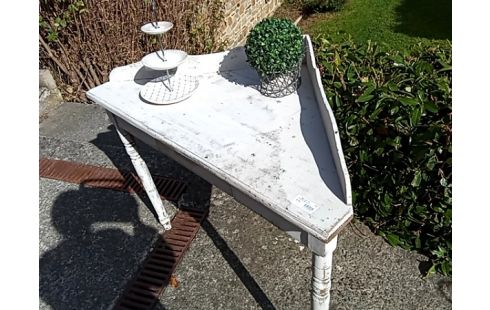 TABLE patinee blanche de coin 1 tiroir