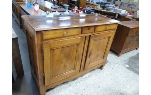 BUFFET BAS BOIS MASSIF 2 PORTES 3 TIROIRS