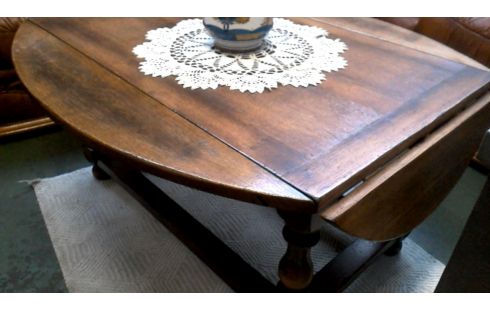 MESA DE SALÓN OVALADO ROBLE MACIZO