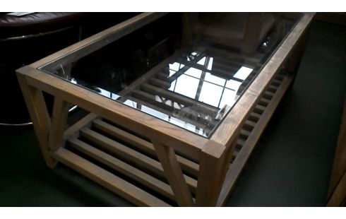 MESA DE SALÓN TECA MACIZO BISELADO HIELO