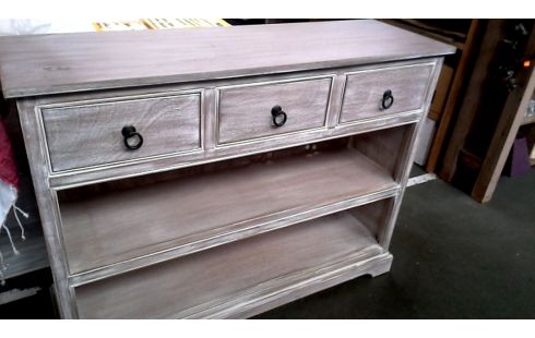 TABLE CONSOLE 3 TIROIRS CERUSE