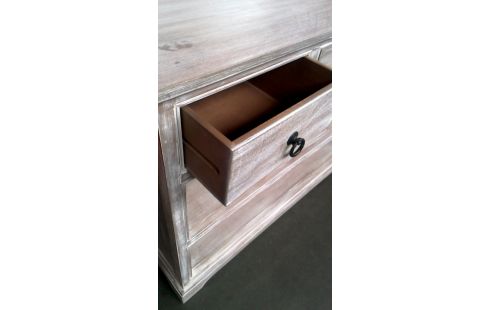 TABLE CONSOLE 3 TIROIRS CERUSE