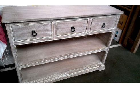 TABLE CONSOLE 3 TIROIRS CERUSE