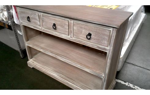 TABLE CONSOLE 3 TIROIRS CERUSE